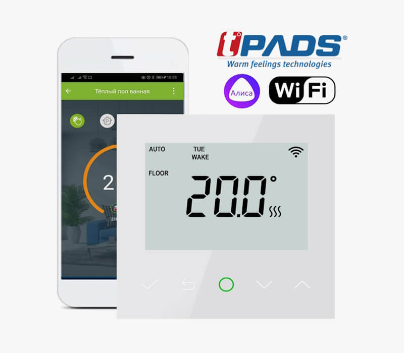 Терморегулятор для теплого пола TPADS S50 Wi-Fi белый