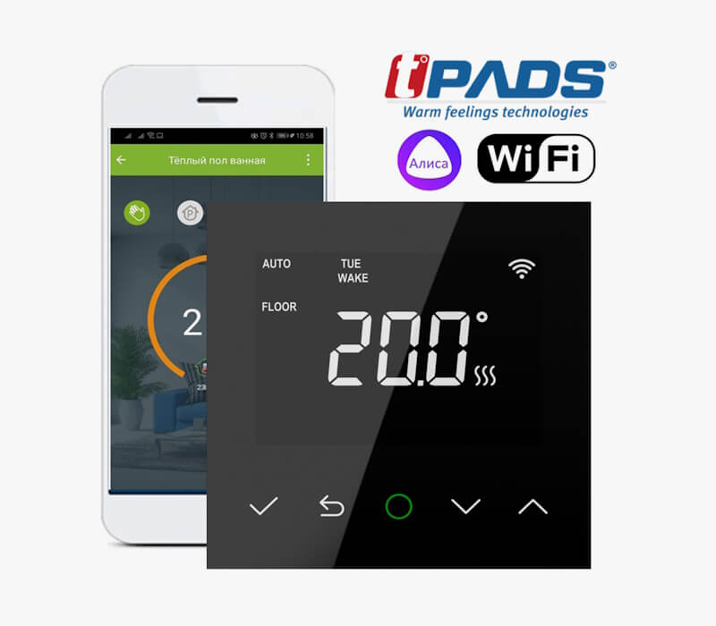 Терморегулятор для теплого пола TPADS S50 Wi-Fi черный