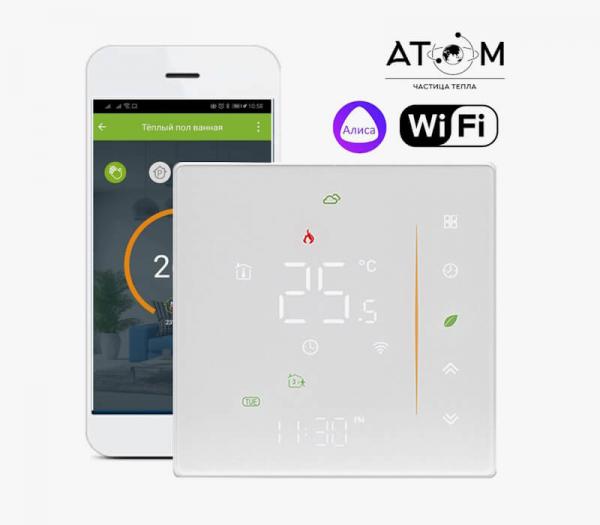Терморегулятор для теплого пола ATOM Alpha Wi-Fi белый